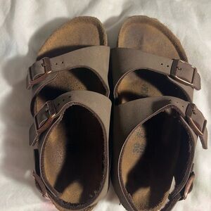 Birkenstock Kids Dark Brown Double-Buckle Sandals
